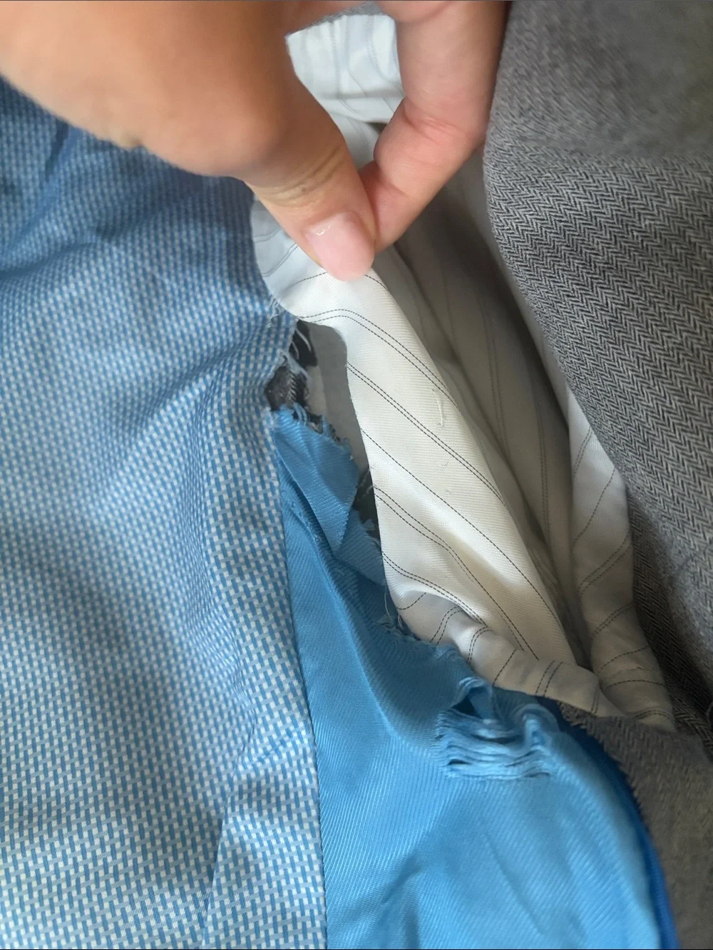 Banana Republic Men's Light Gray Sport Coat with Blue Lining